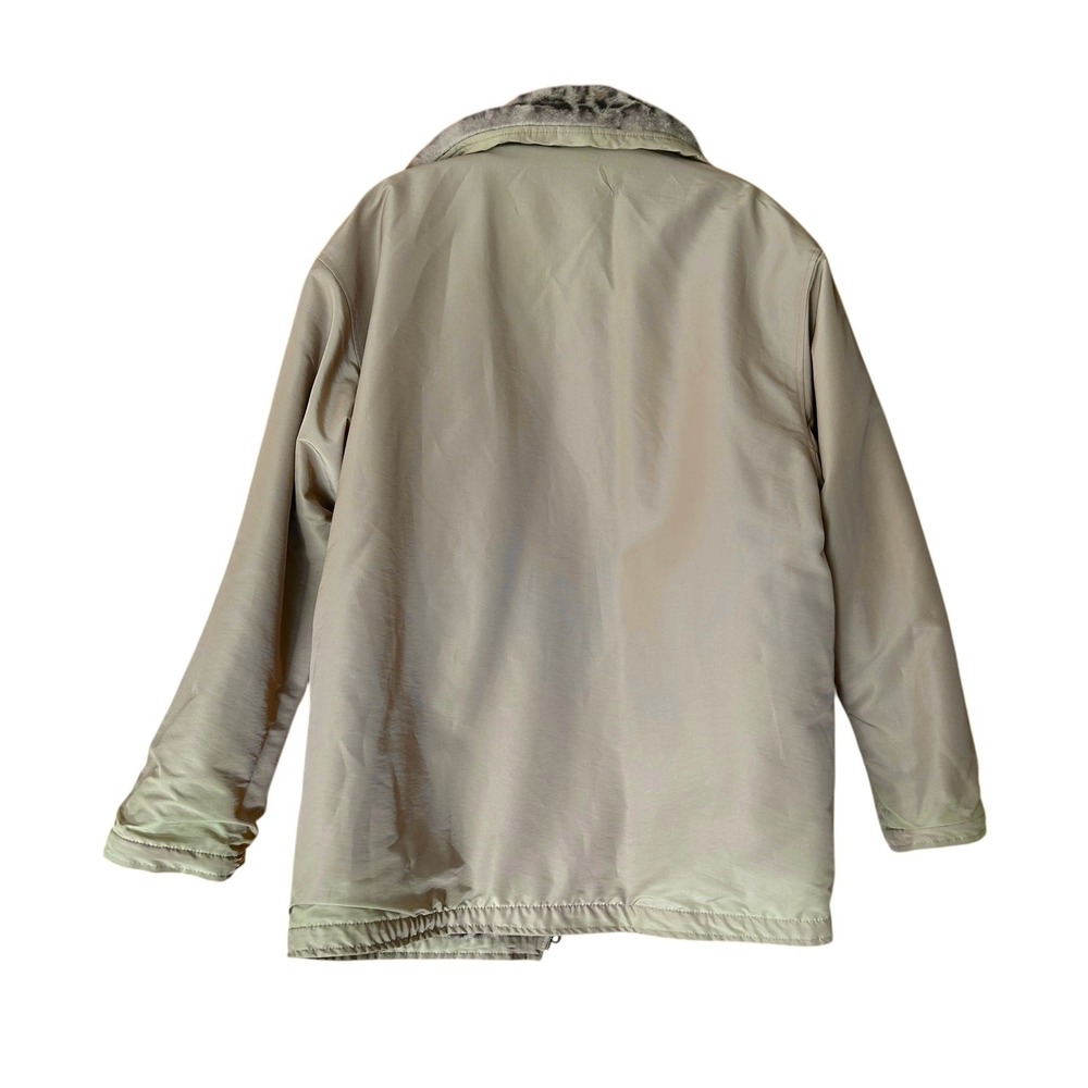 Reversible Faux Fur Leopard Jacket Coat Women's M Beige Oversized by Blue Studio - Picture 2 of 6